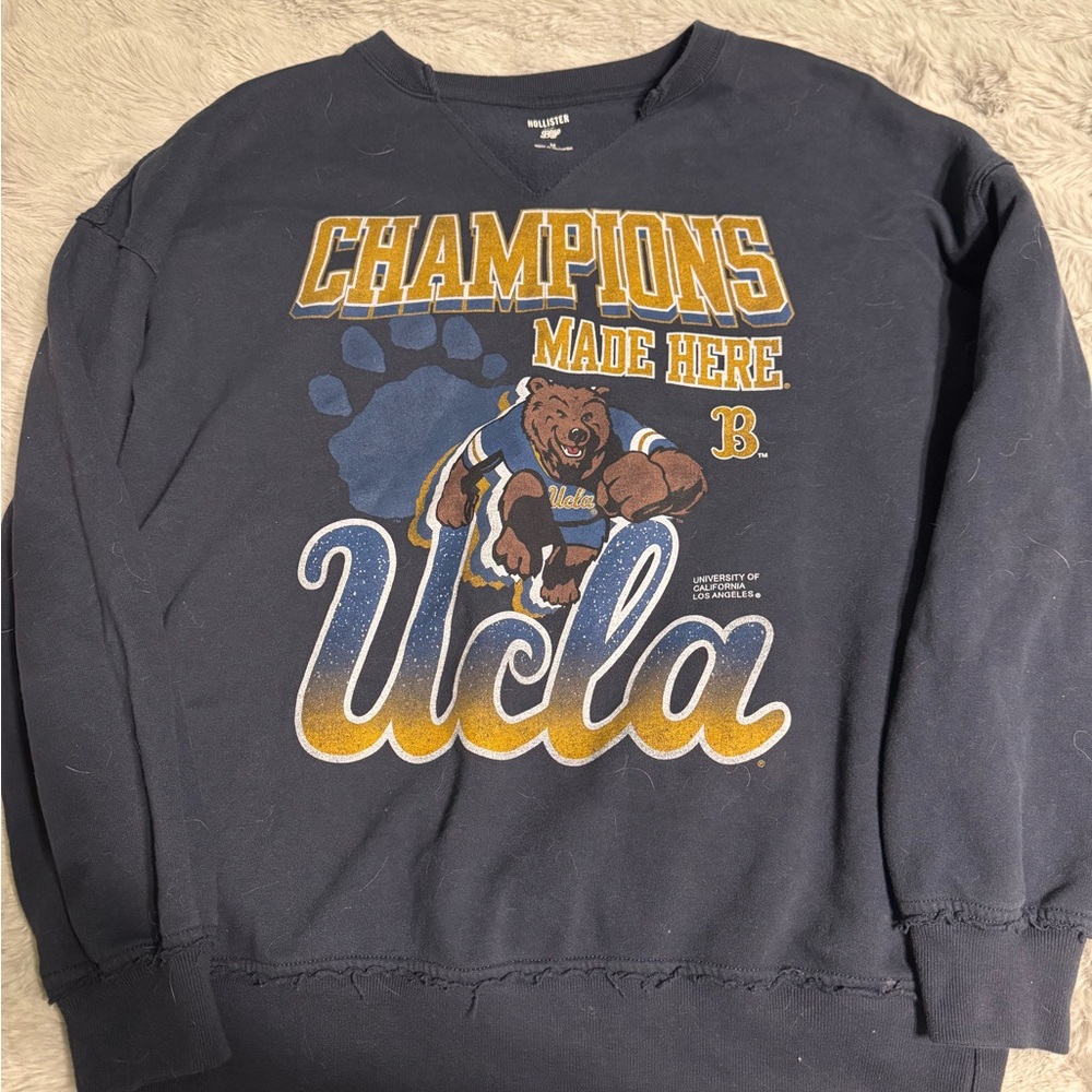 Hollister Navy Blue Graphic Crewneck Sweater